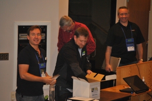 Prize giveaways at the end of SQLSaturday Kalamazoo