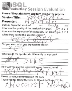 Definitely the first time anyone ever mentioned Holocaust in session feedback. 